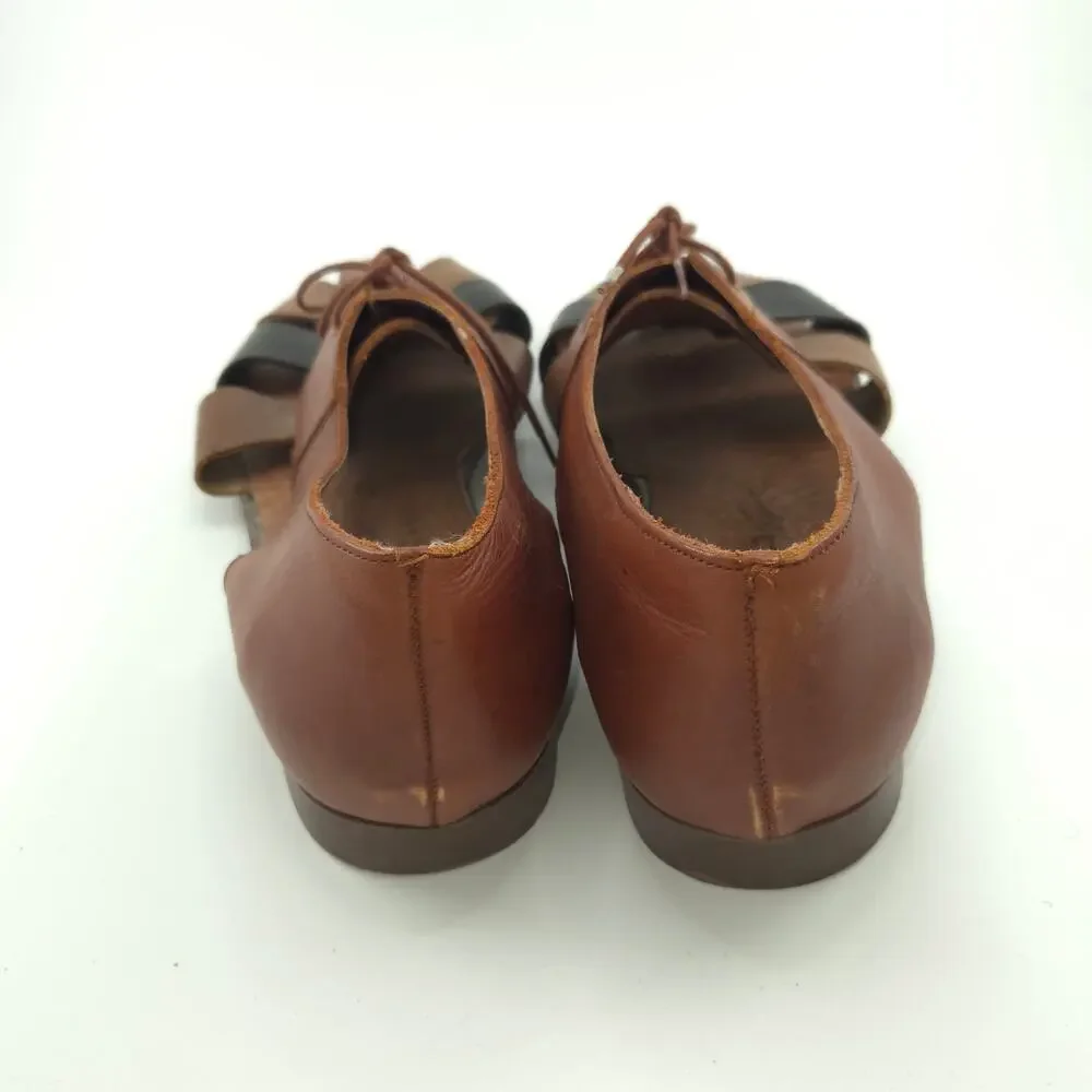 Vintage Lace-up Leather Oxford Fisherman Sandals Men's Size 12 Made In Brazil